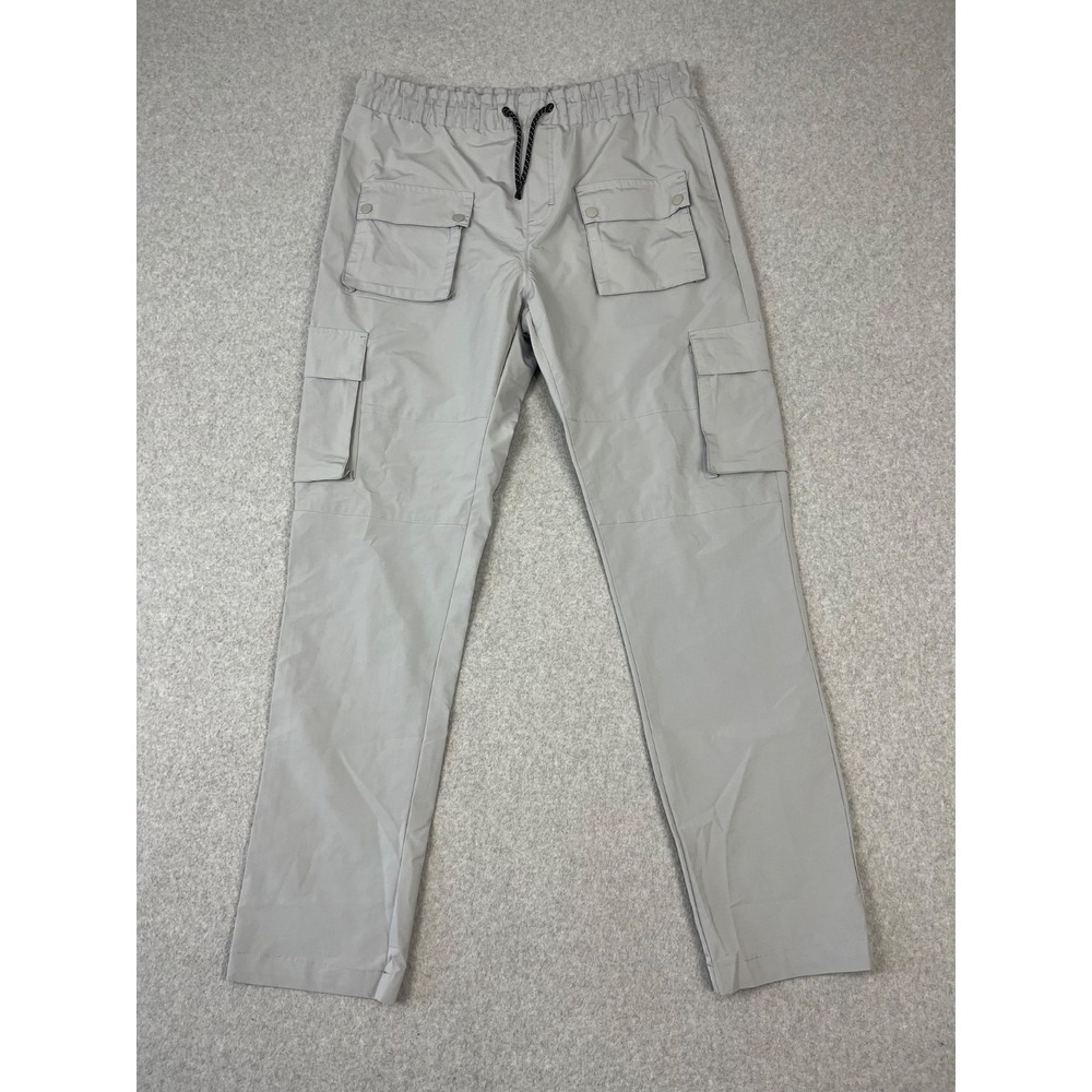 Southpole Cargo Pants Mens XL Gray Polyester Elastic Waist Drawstring Streetware
